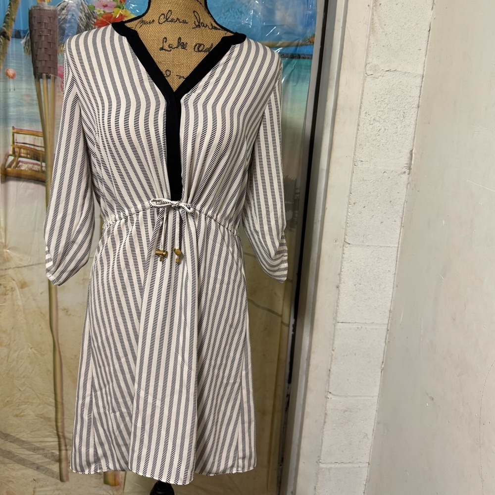 H&M Black and White Tie Front Sundress